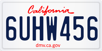CA license plate 6UHW456