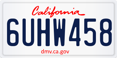 CA license plate 6UHW458