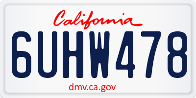CA license plate 6UHW478