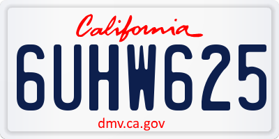 CA license plate 6UHW625