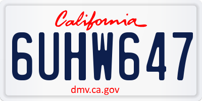 CA license plate 6UHW647
