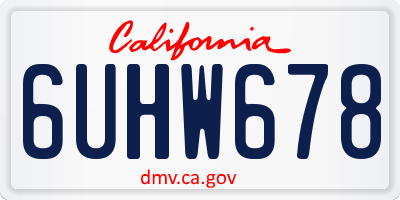 CA license plate 6UHW678