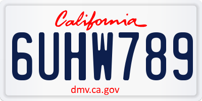 CA license plate 6UHW789