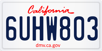 CA license plate 6UHW803