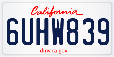 CA license plate 6UHW839