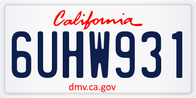 CA license plate 6UHW931