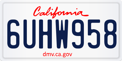 CA license plate 6UHW958