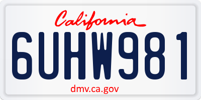CA license plate 6UHW981