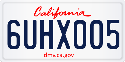 CA license plate 6UHX005