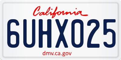 CA license plate 6UHX025