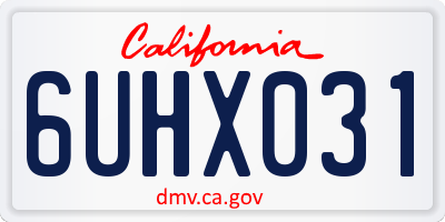 CA license plate 6UHX031
