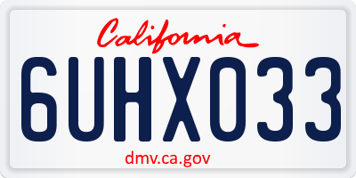 CA license plate 6UHX033