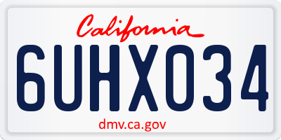 CA license plate 6UHX034