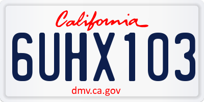 CA license plate 6UHX103