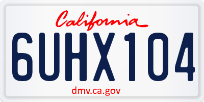 CA license plate 6UHX104