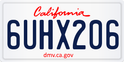 CA license plate 6UHX206