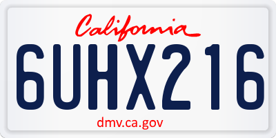 CA license plate 6UHX216