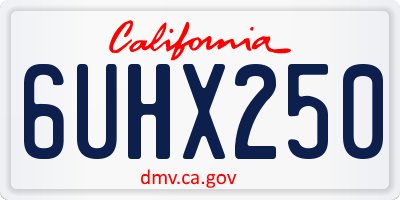 CA license plate 6UHX250