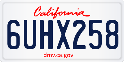 CA license plate 6UHX258