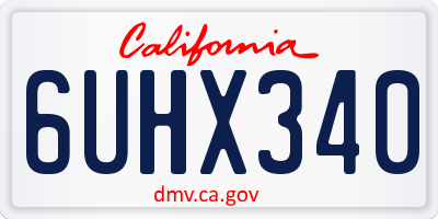 CA license plate 6UHX340