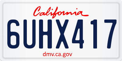 CA license plate 6UHX417