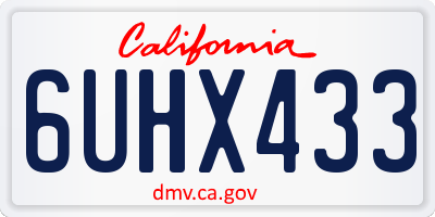 CA license plate 6UHX433