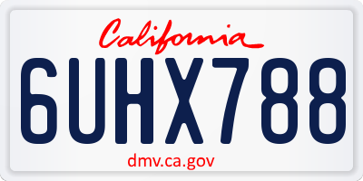 CA license plate 6UHX788