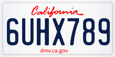 CA license plate 6UHX789