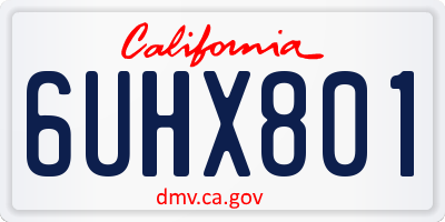 CA license plate 6UHX801