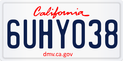 CA license plate 6UHY038