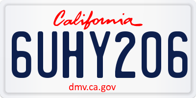 CA license plate 6UHY206