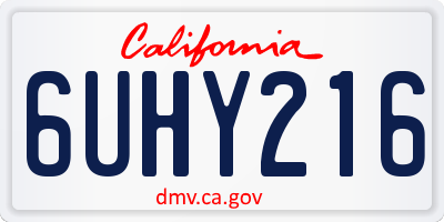 CA license plate 6UHY216