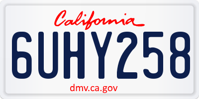 CA license plate 6UHY258