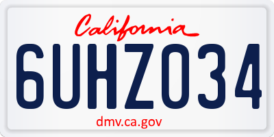 CA license plate 6UHZ034