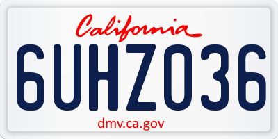 CA license plate 6UHZ036