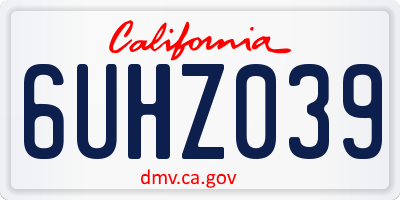 CA license plate 6UHZ039