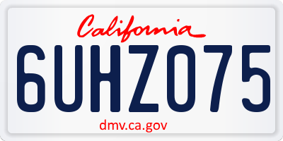 CA license plate 6UHZ075