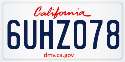 CA license plate 6UHZ078