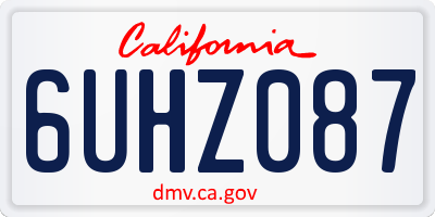 CA license plate 6UHZ087