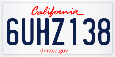 CA license plate 6UHZ138