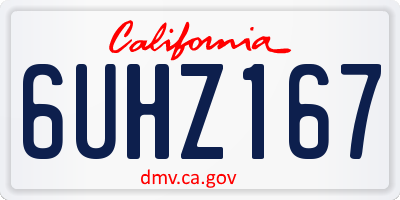 CA license plate 6UHZ167