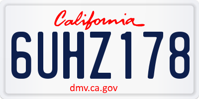 CA license plate 6UHZ178