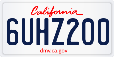 CA license plate 6UHZ200