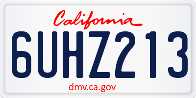 CA license plate 6UHZ213