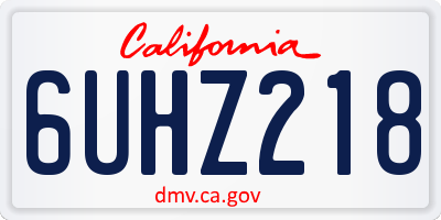CA license plate 6UHZ218