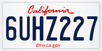 CA license plate 6UHZ227