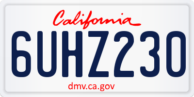 CA license plate 6UHZ230