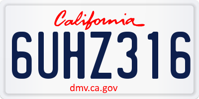 CA license plate 6UHZ316