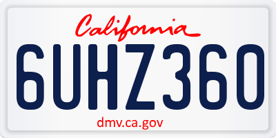 CA license plate 6UHZ360