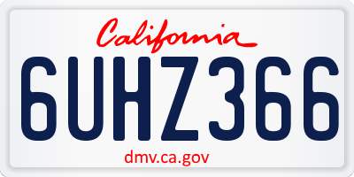 CA license plate 6UHZ366